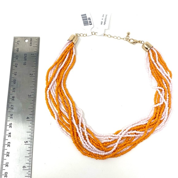 NWT Free People Santa Fe Beaded Choker Orange Pink Necklace - Picture 5 of 9